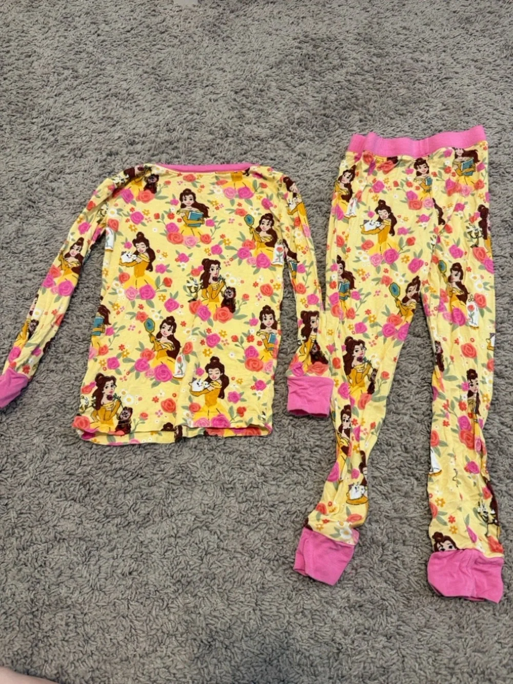 little sleepies disney belle long sleeve pajama two piece bamboo pajama set